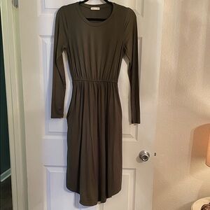 Chic Long Sleeve Olive Dress